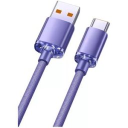 INF Lot de 2 câbles USB Type-C à charge rapide 120W avec arrêt automatique, 6A, 480Mbps, compatible avec Huawei, Samsung, Violet 1 m