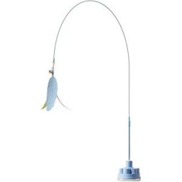 INF Jouet rotatif à ventouse avec plume - Baguette interactive pour chat Bleu