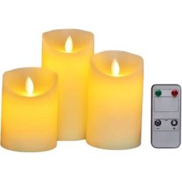 INF Ensemble de 3 bougies électroniques LED brillantes de 7,5 cm, rechargeables, avec télécommande à 18 touches et câble USB