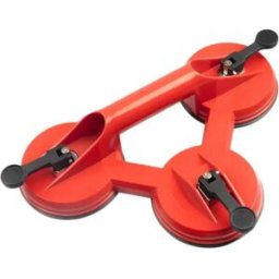 INF Ventouse triple à pompe manuelle pour verre et panneaux lisses - Outil de manutention ABS rouge, aspiration puissante