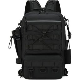 INF Sac à dos de pêche 40L avec porte-cannes, toile Oxford imperméable et multi-compartiments