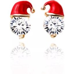 INF Boucles d'oreilles de Noël avec bonnet de Noël en alliage de zinc 1 paire