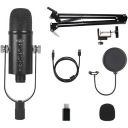 INF Kit Microphone Condensateur USB - Enregistrement Studio & Streaming avec Support, Compatible avec Ordinateurs