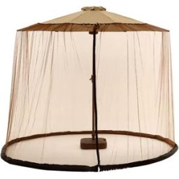 INF Moustiquaire dôme suspendue pour parasol banane polygonal (sans pied) - Polyester café, Diamètre 335cm Hauteur 230cm,