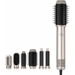 INF Brosse à air chaud dorée 6-en-1 - Styler multifonctionnel pour tous types de cheveux