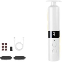 INF Râpe électrique rechargeable pour les pieds et les callosités, avec 10 têtes de ponçage - 1800 mAh Blanc