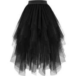 INF Élégante Jupe Midi Trapèze en Tulle Noir : Polyvalente et Élégante pour les Soirées et le Quotidien XXL