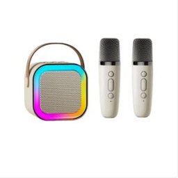 INF Haut-parleur Karaoké Bluetooth Portable (Édition de Base) avec Deux Microphones et Haut-parleur Beige