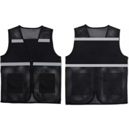 INF Gilet de sécurité réfléchissant noir avec maille respirante et poches multiples 4XL