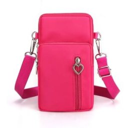 INF Grande Pochette pour Téléphone : Étui de Transport en Nylon et Polyester, Multiples Couleurs Rose rouge