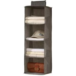 INF Organisateur de Placard Suspendu Gris à 4 Étagères - Sac de Rangement en Tissu Non Tissé