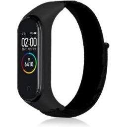 INF Bracelet de montre en nylon pour Xiaomi Mi Band 3/4/5/6/7 Le noir