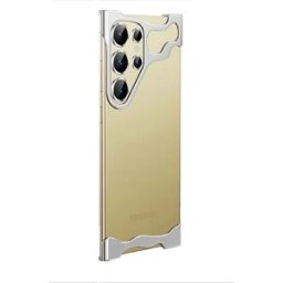 INF Élégant étui en métal argenté + film de protection d'objectif pour Samsung S23+
