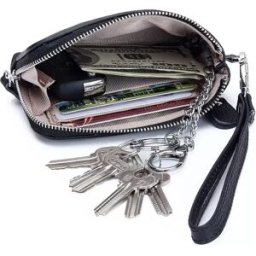 INF Portefeuille Porte-clés en Cuir pour Femme avec Porte-Cartes Le noir