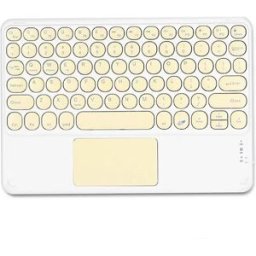 INF Clavier Bluetooth avec Touches Rondes et Pavé Tactile - Compatible avec iPad, Tablettes et Smartphones Jaune