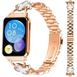 INF Bracelet trèfle en acier inoxydable compatible avec Xiaomi 8 Pro/9 Pro et Redmi Watch 4/5 - Or Rose