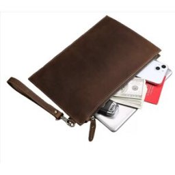 INF Pochette en cuir véritable pour homme : Sac à main business vintage grande capacité