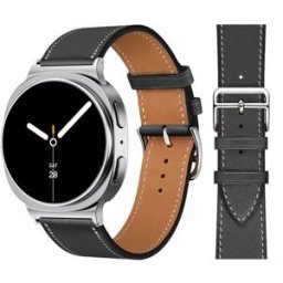 INF Bracelet de montre en cuir PU compatible avec Samsung Galaxy Watch Ultra 47mm - Boucle à ardillon, 21.5cm x 2cm, Multicolore Noir blanc