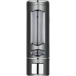 INF Distributeur de savon mural à pression - 400ml, bec en silicone anti-fuite, fenêtre visible, ABS Gris