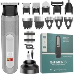 INF Kit de Toilettage Rechargeable 5-en-1 avec Écran LED et Conception Étanche Argent