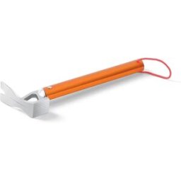 INF Marteau multifonction pour piquets de tente - Alliage d'aluminium, tête texturée, extracteur de piquets et cordon Orange