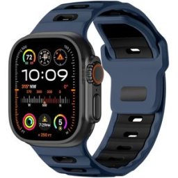 INF Bracelet élégant en silicone pour Apple Watch 42/44/45/46/49mm Noir + Bleu