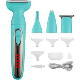 INF Rasoir électrique rechargeable portable 4-en-1 - Tête lavable humide/sec, autonomie 90 minutes Bleu