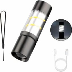 INF Mini Lampe de Poche LED : Torche Portable Rechargeable pour Camping et Urgences Blanc