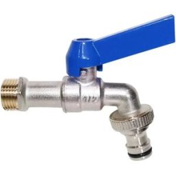 INF Robinet Laiton 1x3/4 Simple Tête Bleue - Robinet Eau Froide pour Machine à Laver, Jardin, Extérieur