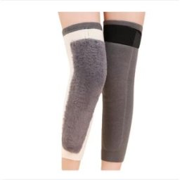 INF Genouillères Chauffantes pour Personnes Âgées - Fourrure de Lapin, Design Bandage Gris XL