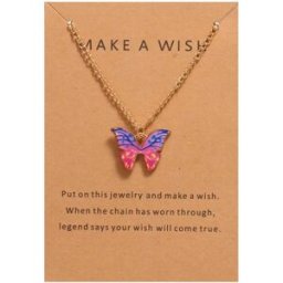 INF Collier avec pendentif papillon Rose
