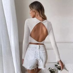 INF T-shirt Tricoté à Manches Longues L Blanc