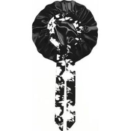 INF Bonnet de nuit en satin à imprimé floral avec large bord et rubans - Très grand Le noir