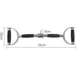 INF Barre Selle à Double Poignée pour Machines à Poulie - Poignée Neutre Ergonomique, Rotation 360°, Acier, Noir+Argent