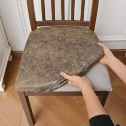 INF Housses de tabouret en PU froissé et imperméables, 4 pièces, anti-poussière et résistantes aux griffures de chat café