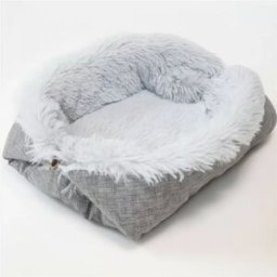INF Panier et Tapis 2-en-1 pour Animaux - Design Bouton Gris Clair : Confort Douillet pour Petits Chiens et Chats L