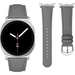 INF Bracelet de montre en cuir véritable à texture grainée compatible avec Samsung Galaxy Watch8/Classic, bracelet intelligent Gris