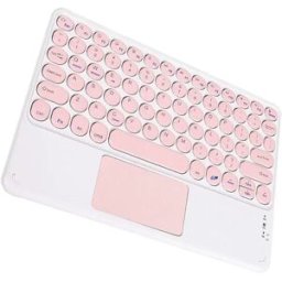 INF Clavier Bluetooth avec touches rondes et pavé tactile + Combo souris Bluetooth, compatible avec iPad, Android et plus Rose