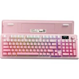 INF Clavier membrane slim 98 touches - Format compact style laptop, rétroéclairage RGB personnalisable, tampons silicone Rose