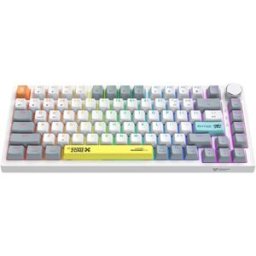 INF G52 Clavier mécanique filaire 82 touches avec switches Star Pink, 18 modes RGB, Anti-Ghosting complet (NKRO), USB Type-C, Blanc