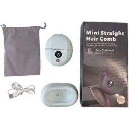 INF Mini Peigne Lisseur à Cheveux Portable Sans Fil avec Station de Charge Bleu