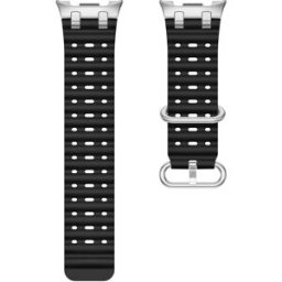 INF Bracelet en silicone respirant style océan avec boucle argentée compatible avec Samsung Galaxy Watch 8, 46mm Le noir