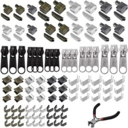 INF Kit de réparation de fermeture éclair 142 pièces avec tirettes, butées inférieures et pince d'installation