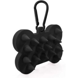INF Brosse de bain pour animaux en silicone noir en forme d'os avec boucle noire - Massage et nettoyage