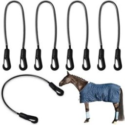 INF Lot de 4 sangles de queue élastiques - Sangles de rechange pour couvertures de cheval avec clips doubles