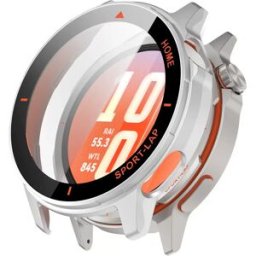 INF Coque PC intégrée avec protège-écran en verre trempé - compatible avec Huawei Watch GT Runner2, protection quotidienne Orange argenté