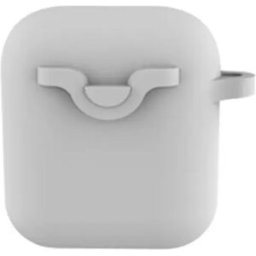 INF Étui de protection Bluetooth pour écouteurs compatible avec AirPods 1/2 - Coque silicone anti-choc grise avec clip