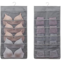 INF Organisateur Suspendu Non-Tissé pour Sous-Vêtements avec 15 Poches (5 Devant + 10 Derrière) Gris