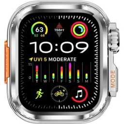 INF Boîtier de protection en métal compatible avec Apple Watch - Bumper en alliage d'aluminium Argent 44 mm