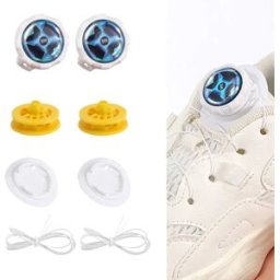 INF Système de lacets sans nœud à boucle rotative automatique - Set 4 pièces pour baskets et chaussures décontractées Blanc